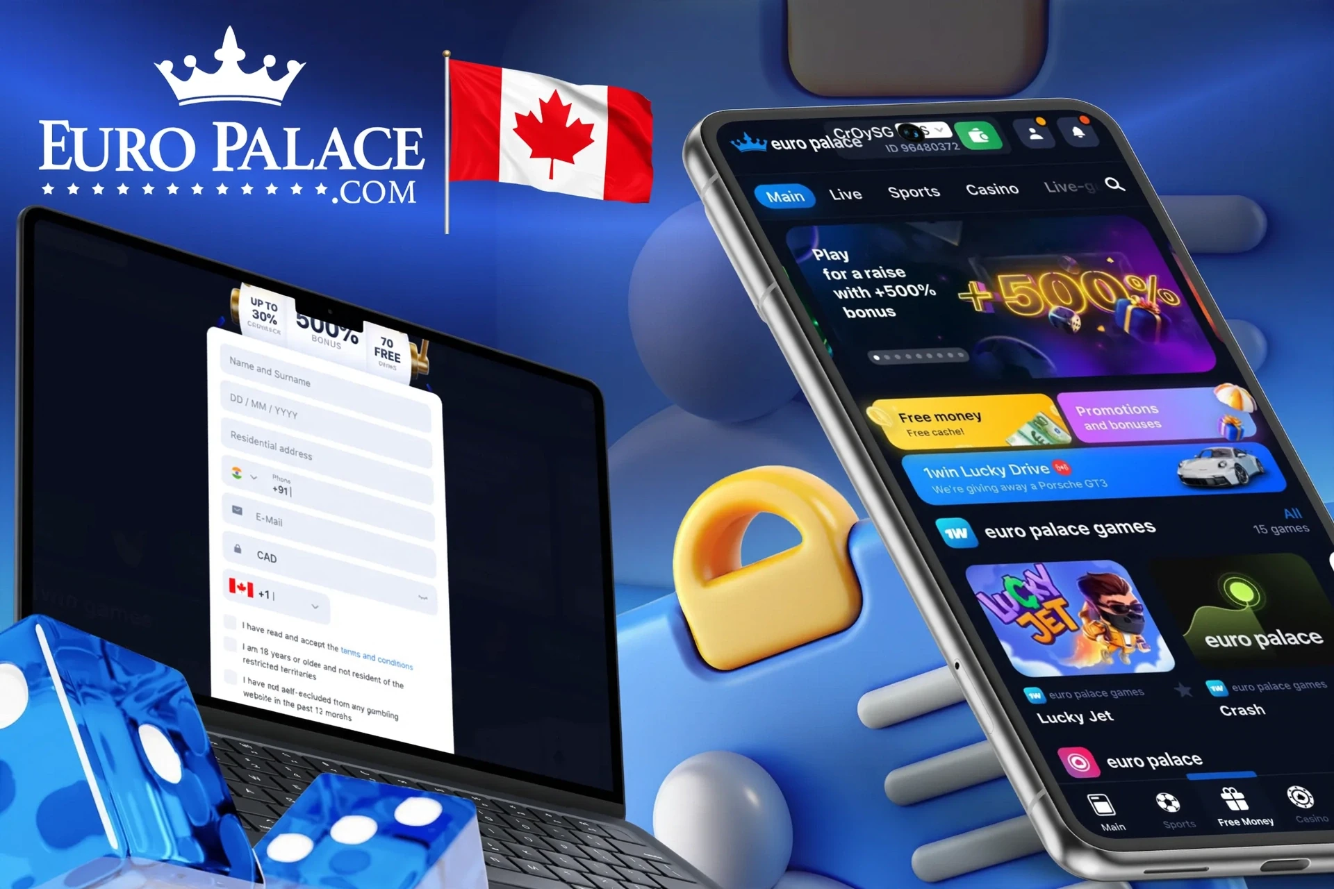 Description of registering with Euro Palace Casino and receiving a welcome bonus