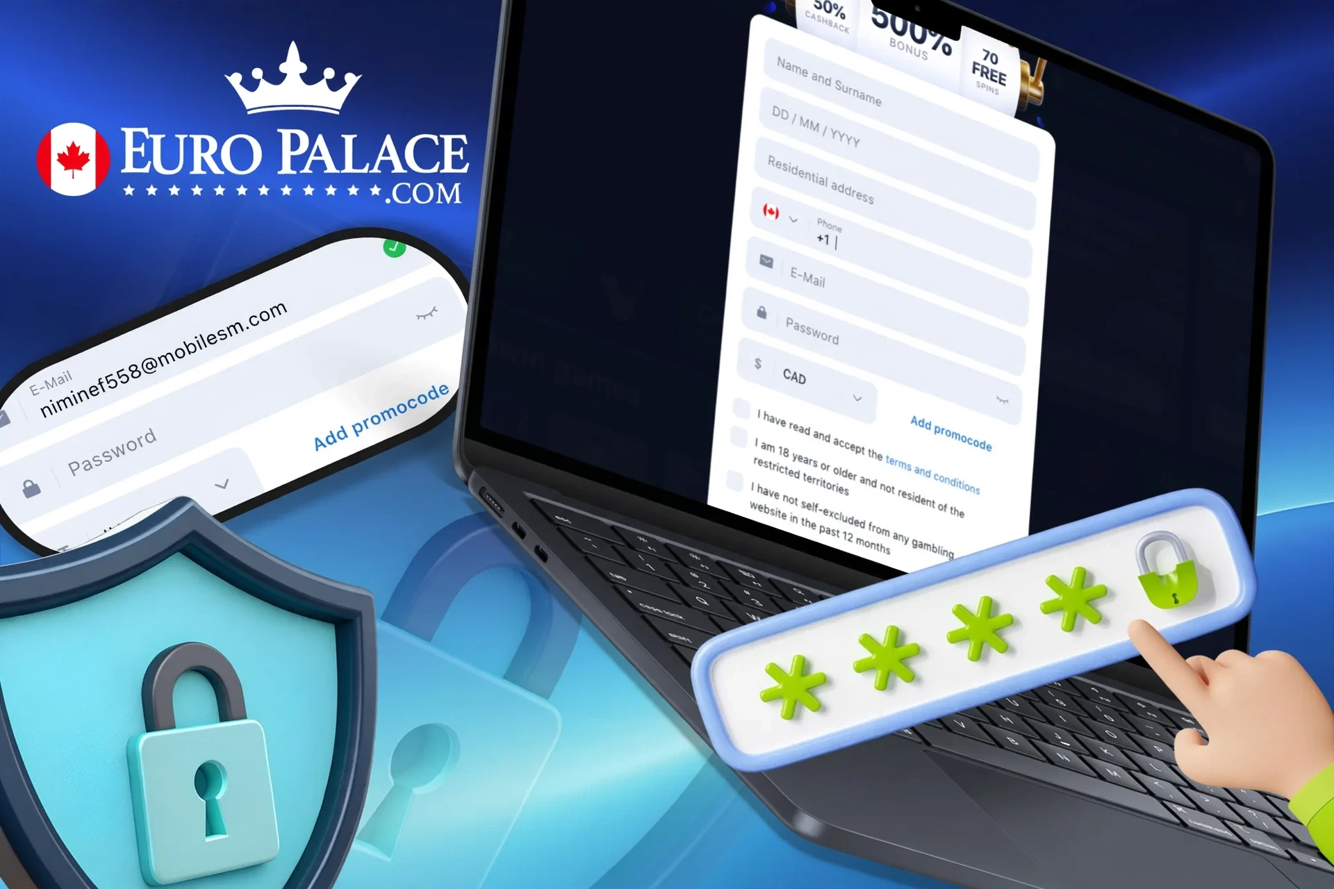 Instructions on how to create a strong and secure password to protect your Euro Palace Casino account