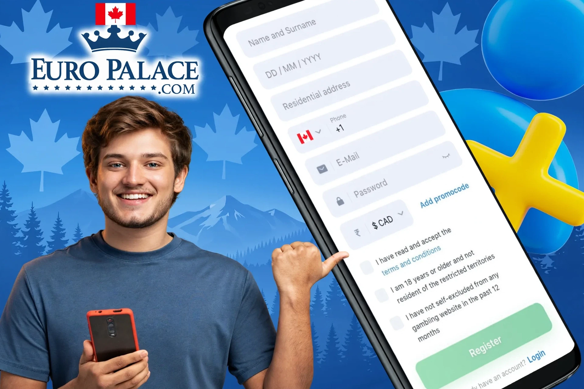 Information about the registration process using the Euro Palace Casino mobile application